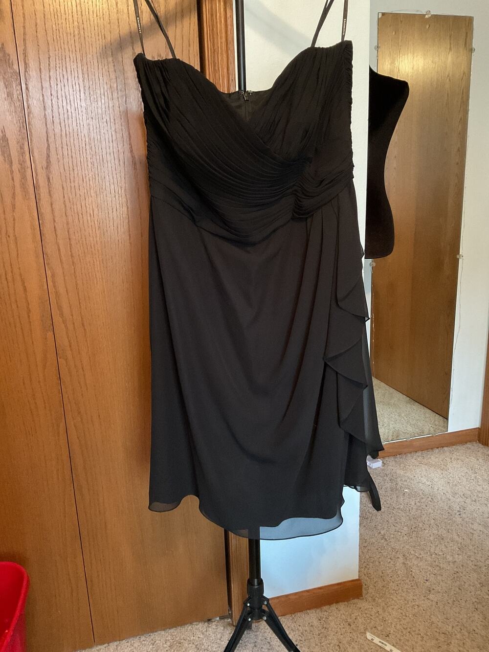 Jasmine Bridal Black Ruched Chiffon Formal Cocktail Mini Dress Size 14